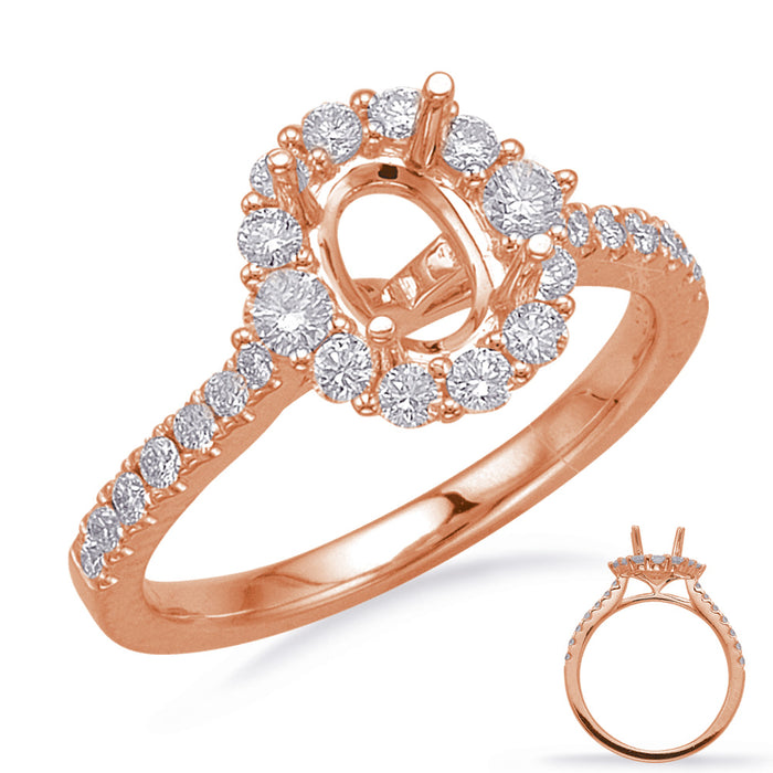 Rose Gold Halo Engagement Ring - EN8217-8X6MRG