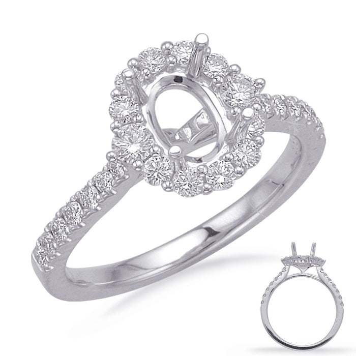 White Gold Halo Engagement Ring - EN8217-8X6MWG