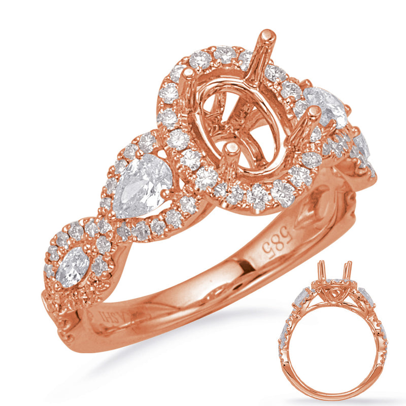 Rose Gold Halo Engagement Rin - EN8222-7X5MRG