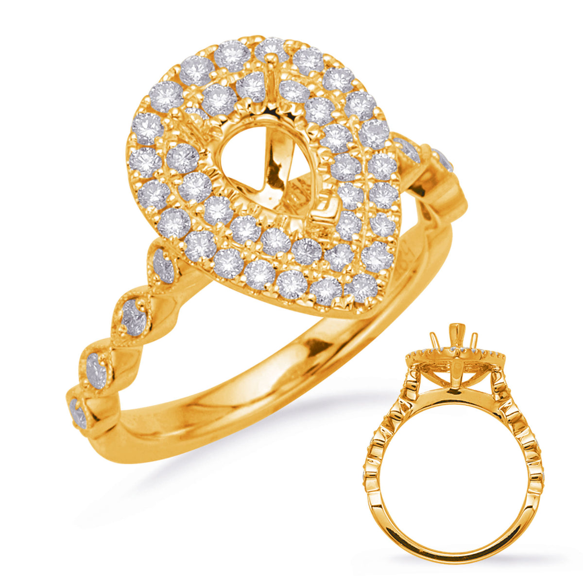 Yellow Gold Halo Engagement Ring - EN8226-6X4MPSYG