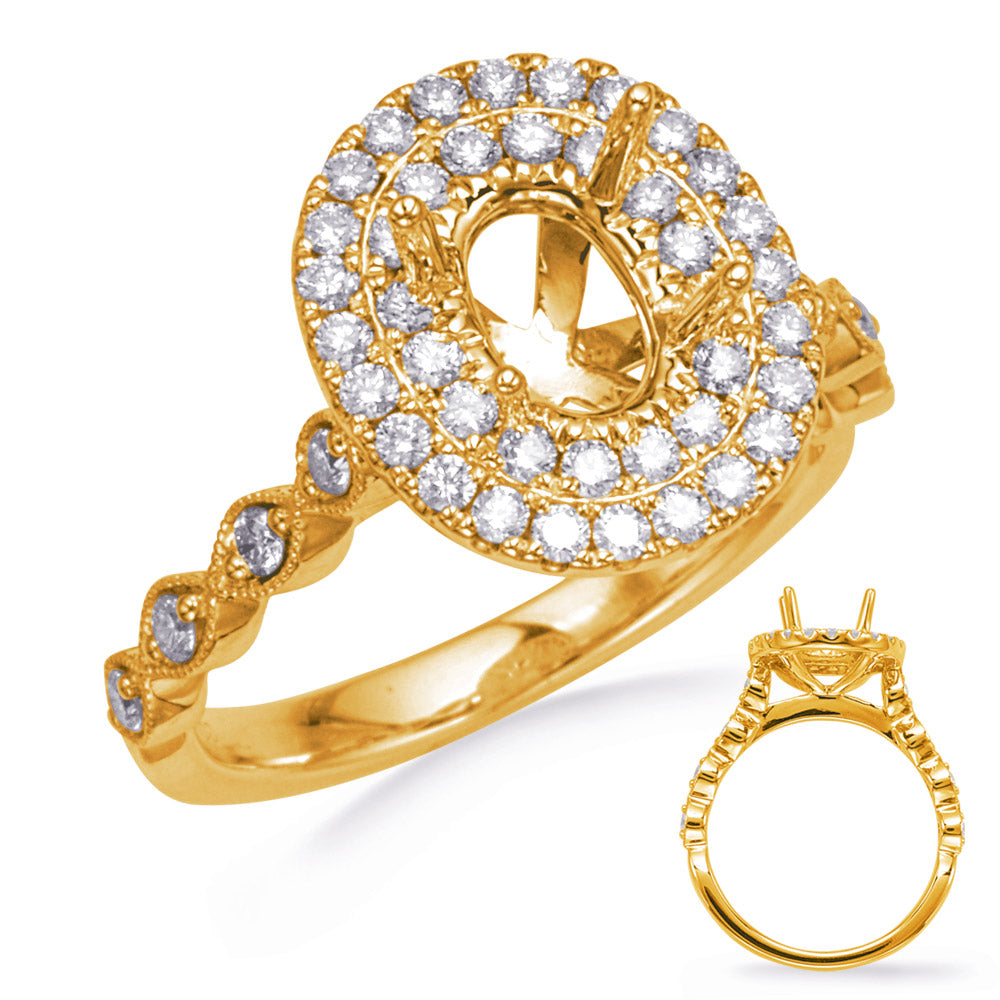 Yellow Gold Halo Engagement Ring - EN8226-6X4OVYG