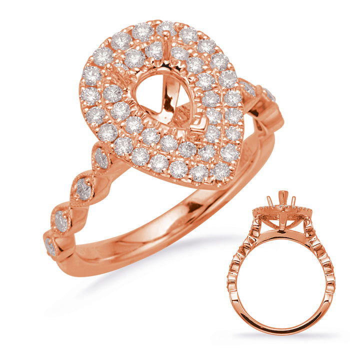 Rose Gold Halo Engagement Ring - EN8226-8X5MPSRG