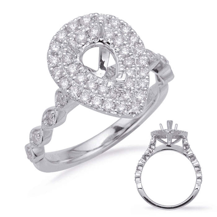 White Gold Halo Engagement Ring - EN8226-8X5MPSWG