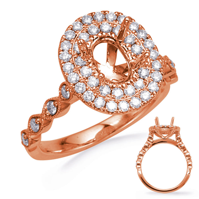 Rose Gold Halo Engagement Ring - EN8226-8X6OVRG