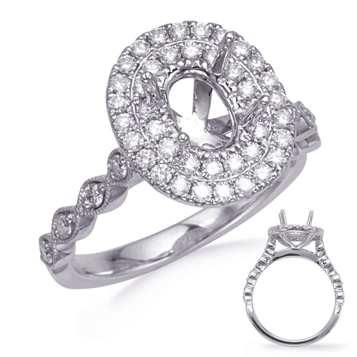 White Gold Halo Engagement Ring - EN8226-8X6OVWG