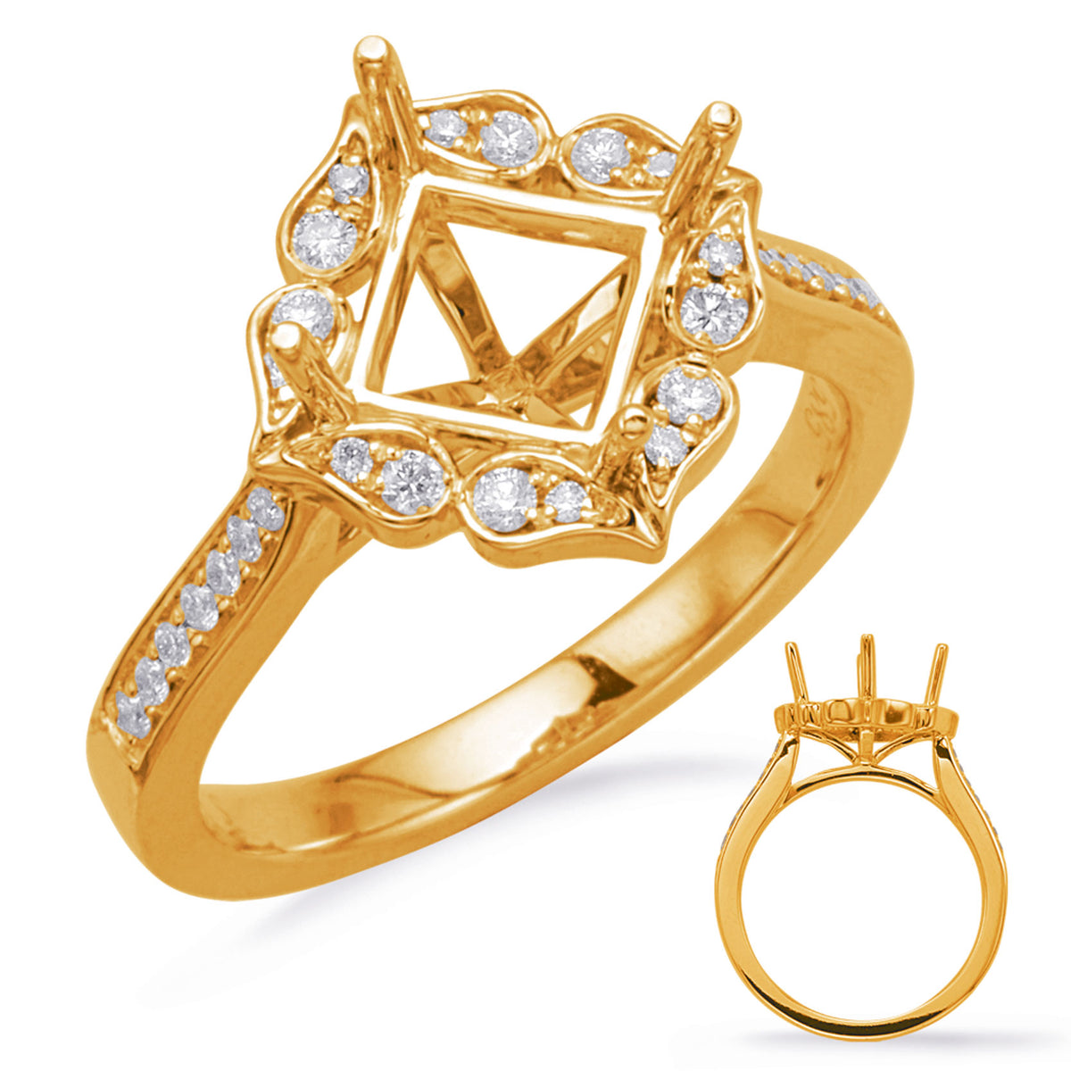 Yellow Gold Halo Engagement Ring - EN8227-6MYG