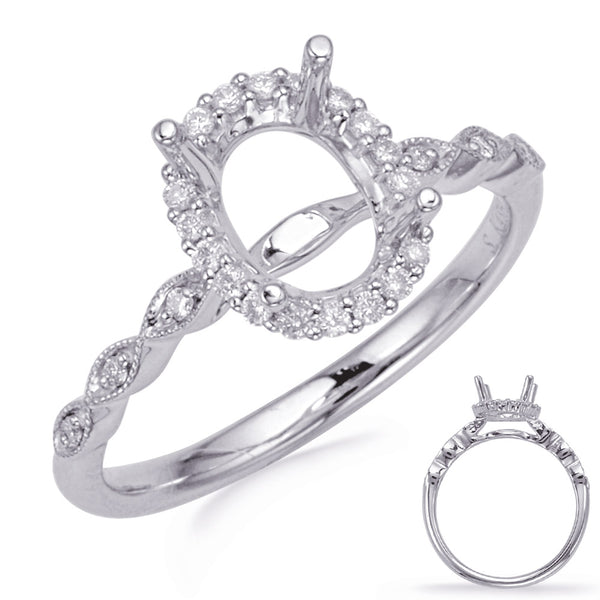 White Gold Halo Engagement Ring - EN8234-6X4MWG