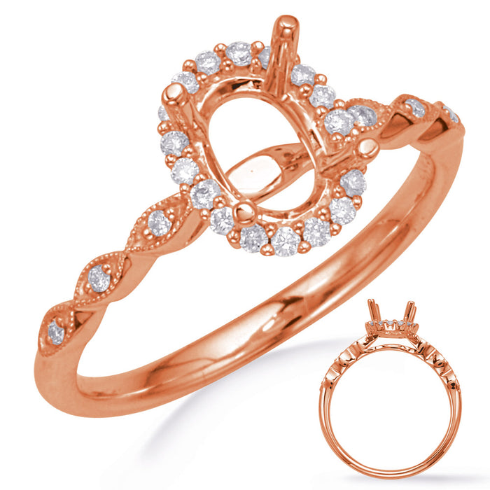 Rose Gold Halo Engagement Ring - EN8234-7X5MRG