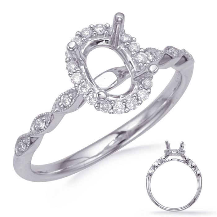 White Gold Halo Engagement Ring - EN8234-7X5MWG