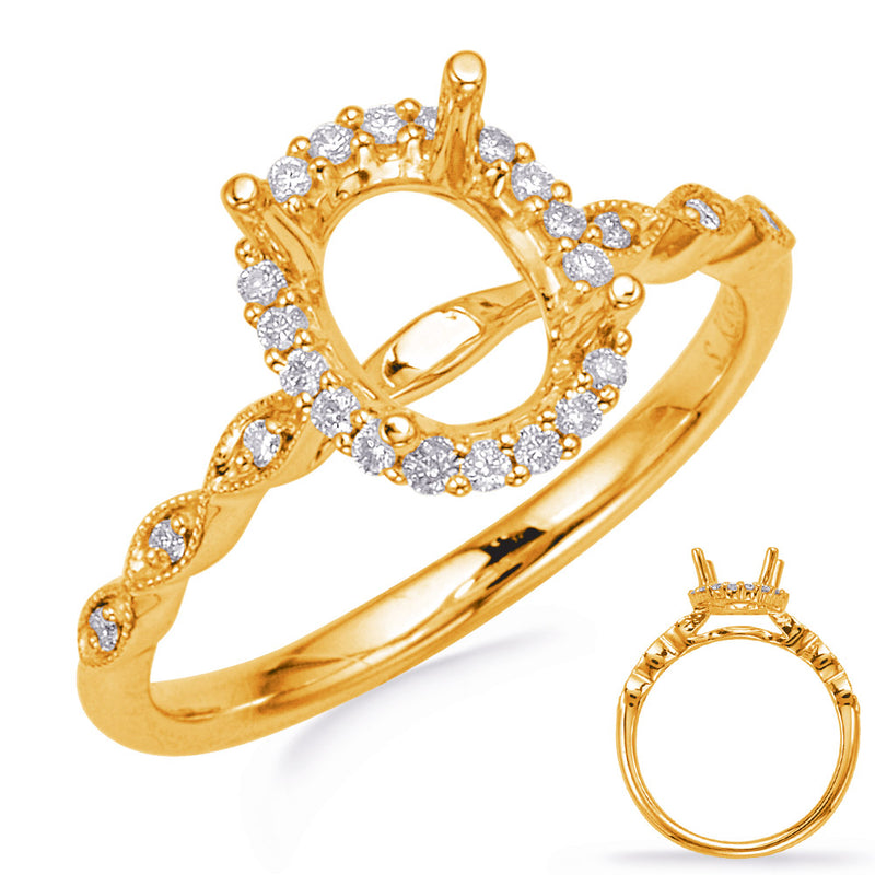 Yellow Gold Halo Engagement Ring - EN8234-8X6MYG