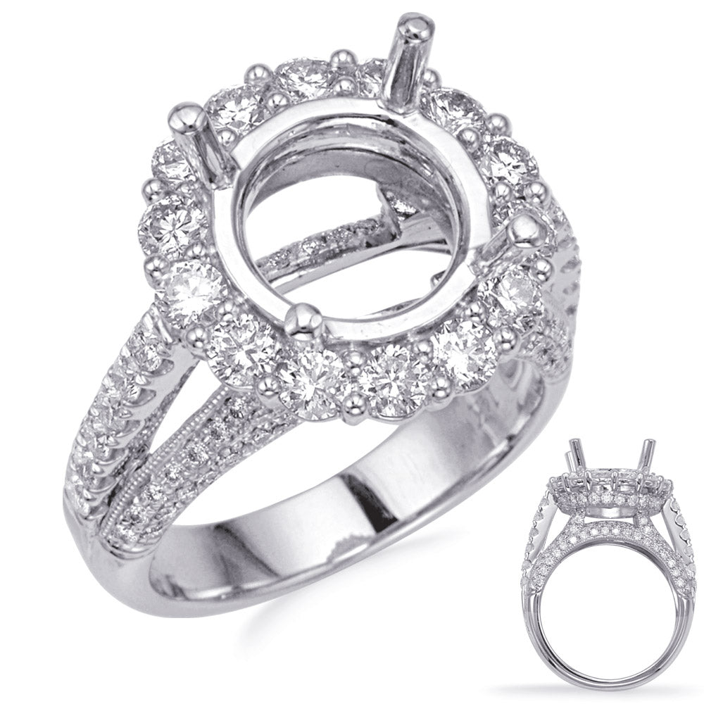 White Gold Halo Engagement Ring - EN8238-4WG