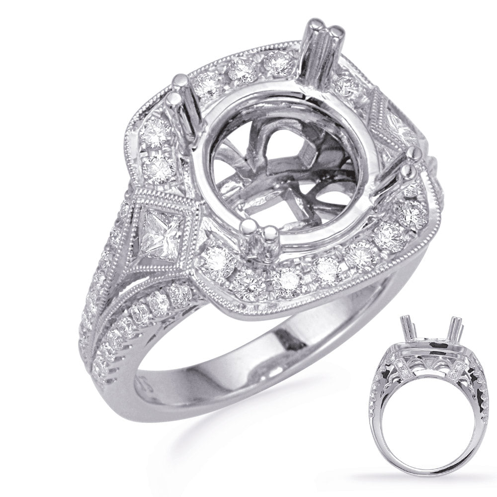 White Gold Halo Engagement Ring - EN8245-2WG