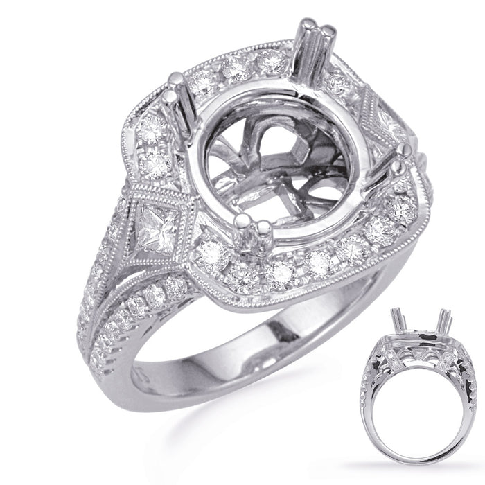 White Gold Halo Engagement Ring - EN8245-2WG