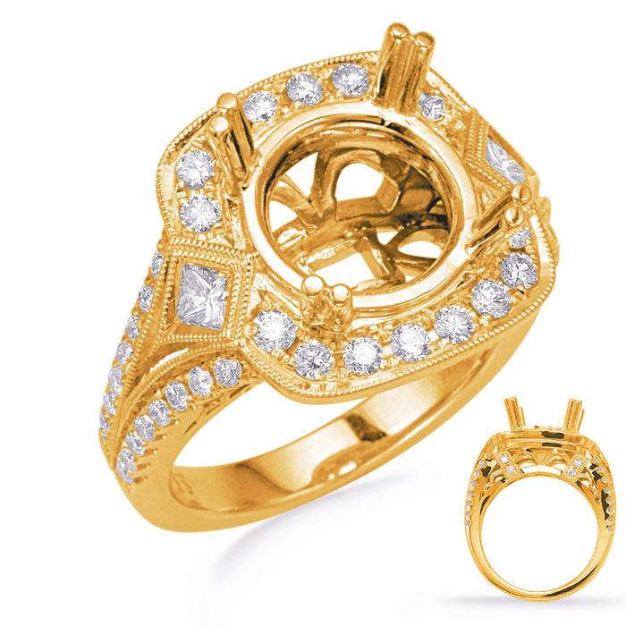 Yellow Gold Halo Engagement Ring - EN8245-3YG