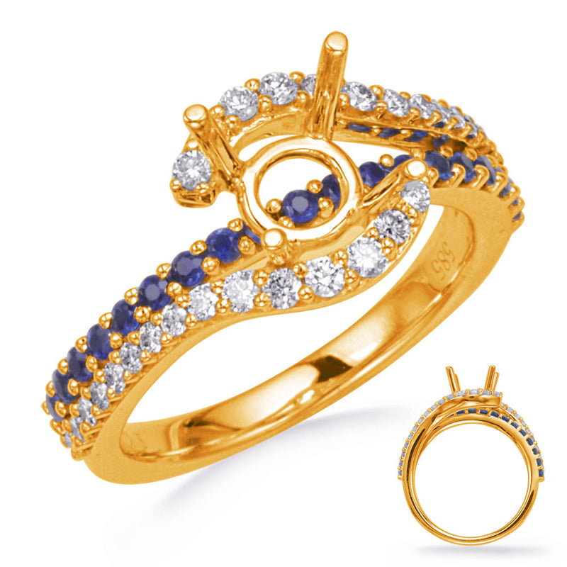 Yellow Gold Sapphire & Diamond Engagemen - EN8308-1SYG