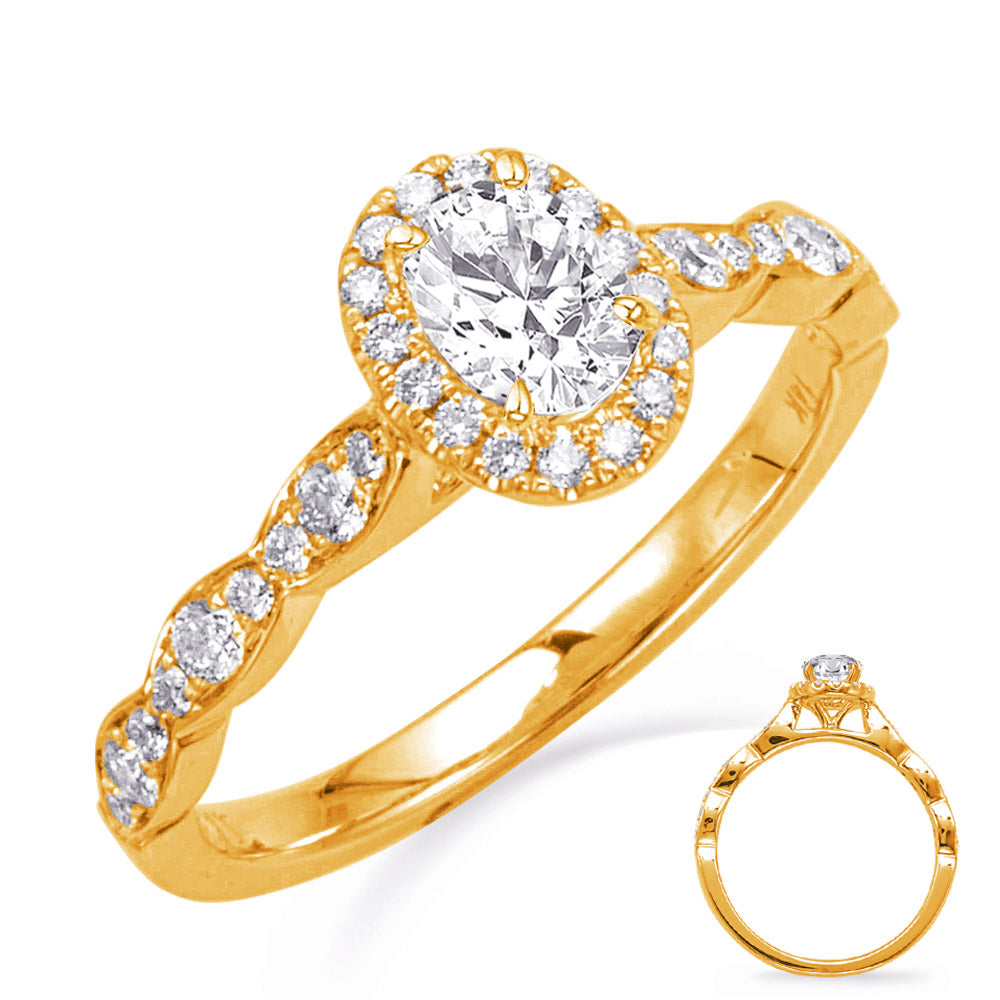 Yellow Gold Oval Halo Engagement Ring - EN8331-6X4MYG