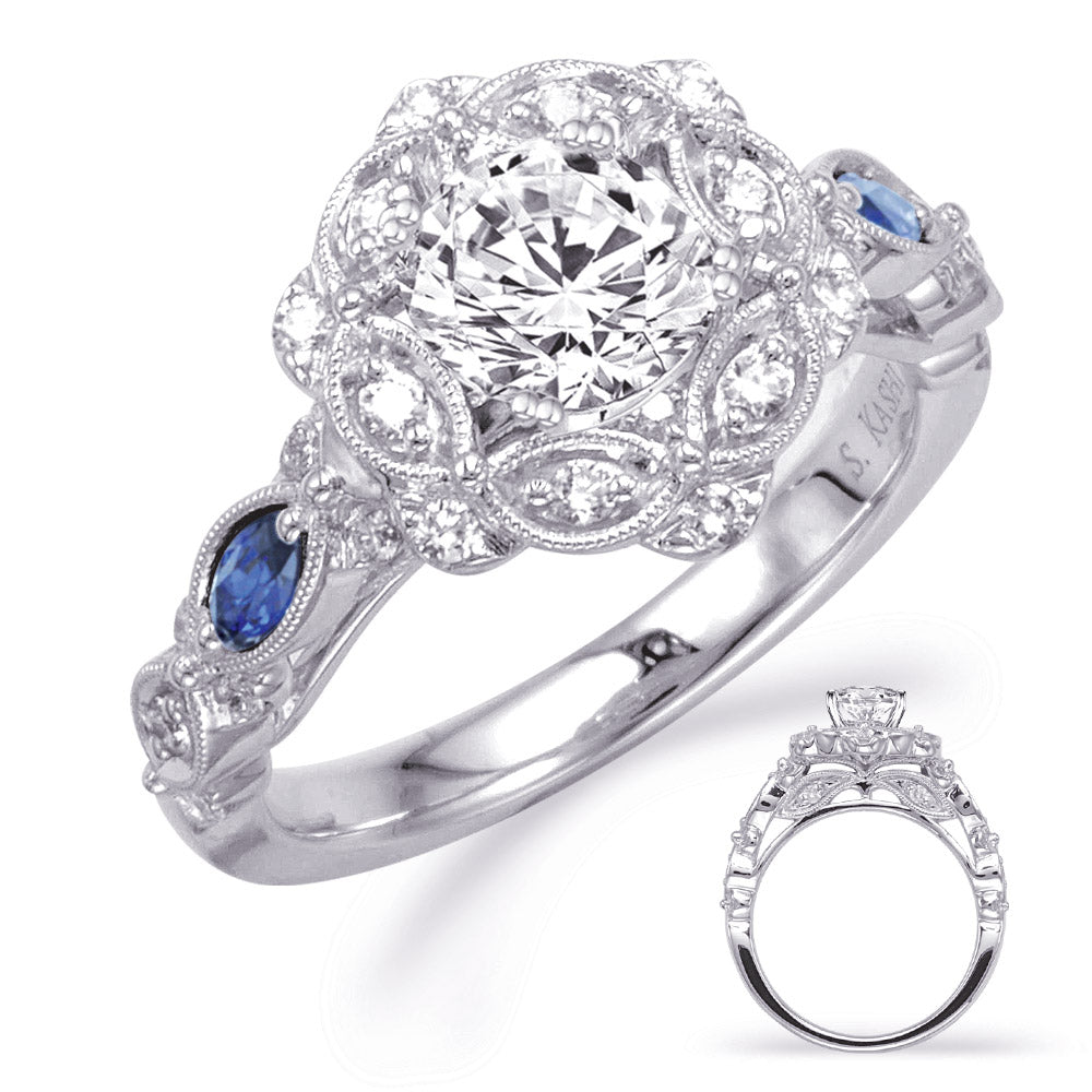 White Gold Sapp & Dia Engagement Ring - EN8342-1SWG