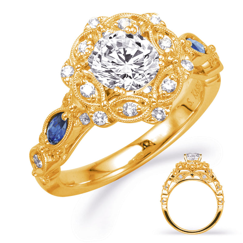 Yellow Gold Sapp & Dia Engagement Ring - EN8342-1SYG