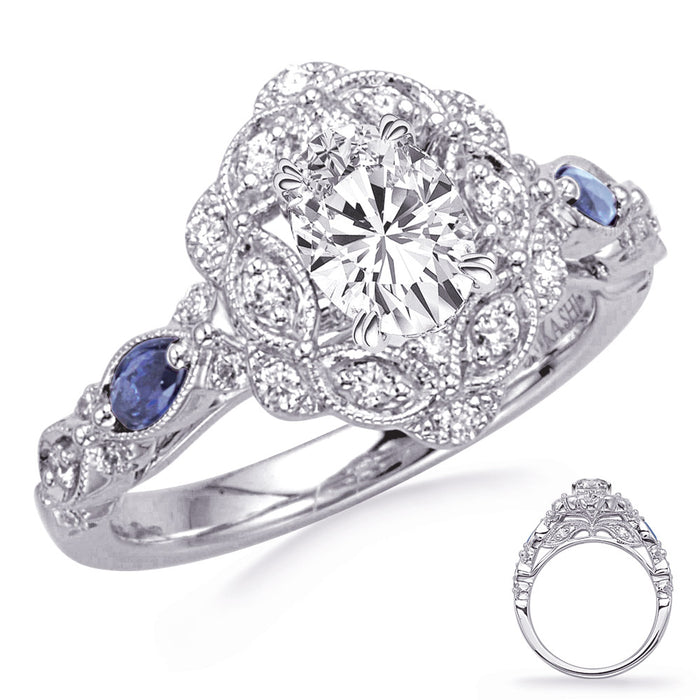 White Gold Sapphire & Diamond Eng Ring - EN8358-7X5OVSWG