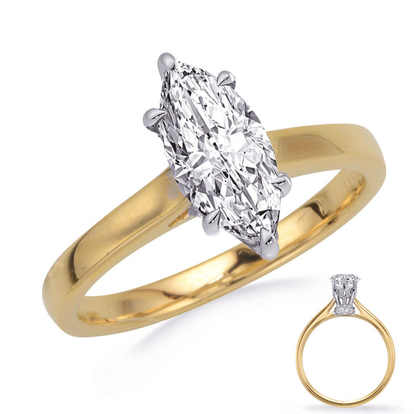 Yellow & White Gold Engagement Ring - EN8363-7X3.5YW