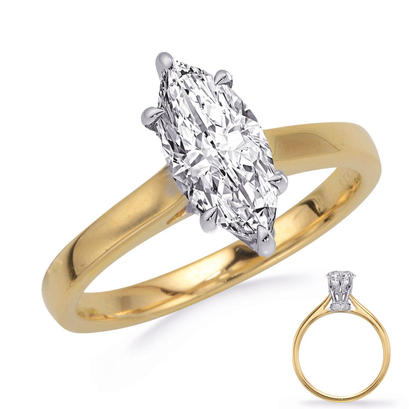 Yellow & White Gold Engagement Ring - EN8363-9X4.5YW