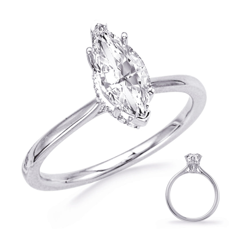 White Gold Engagement Ring - EN8389-10X5MQWG