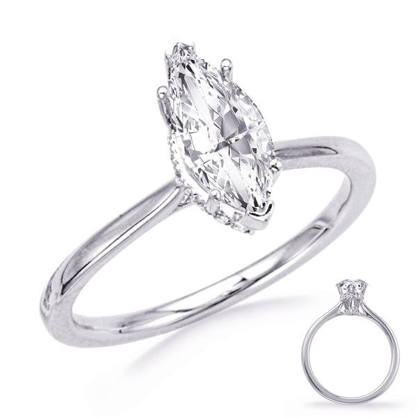 White Gold Engagement Ring - EN8389-12X6MWG