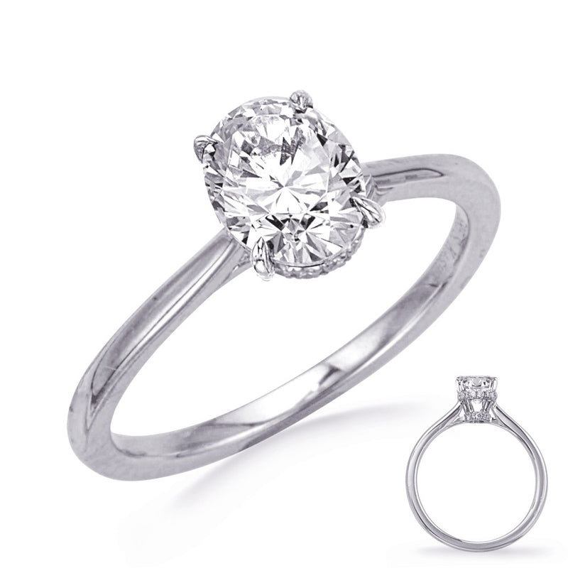 White Gold Engagement Ring - EN8389-8X6OVWG