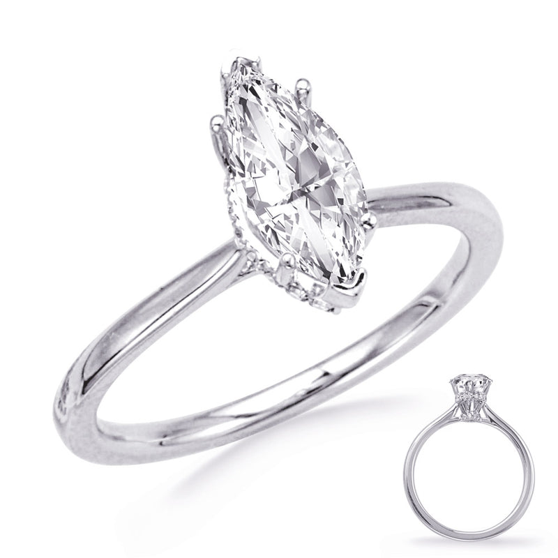 White Gold Engagement Ring - EN8389-9X4.5MWG