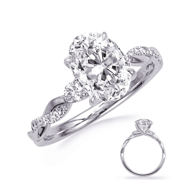 White Gold Engagement Ring - EN8402-8X6MOVWG