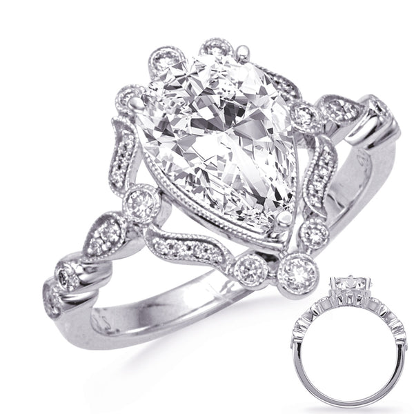 White Gold  Halo Engagement Ring - EN8403-6X4PSWG
