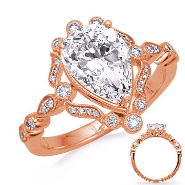 Rose Gold Halo Engagement Ring - EN8403-9X6PSRG