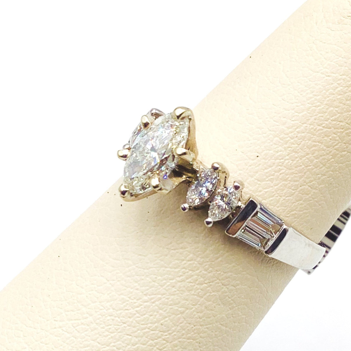 #10097983 MARQUISE SOLITAIRE AND BAGUETTE DIAMOND RING
