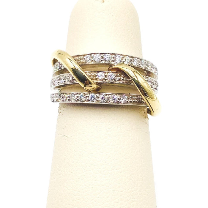 #AK64673 CRISS CROSS 3 ROW DIAMOND RING