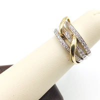 #AK64673 CRISS CROSS 3 ROW DIAMOND RING