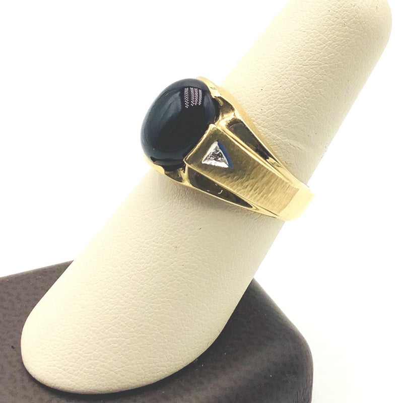 #AK68663 MEN'S BLACK ONYX & DIAMOND RING