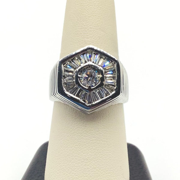 #AK50040 MEN'S ROUND AND BAGUETTE DIAMOND STARRY RING