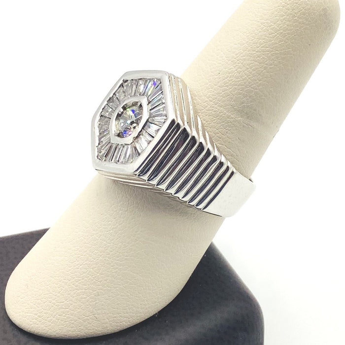 #AK50040 MEN'S ROUND AND BAGUETTE DIAMOND STARRY RING