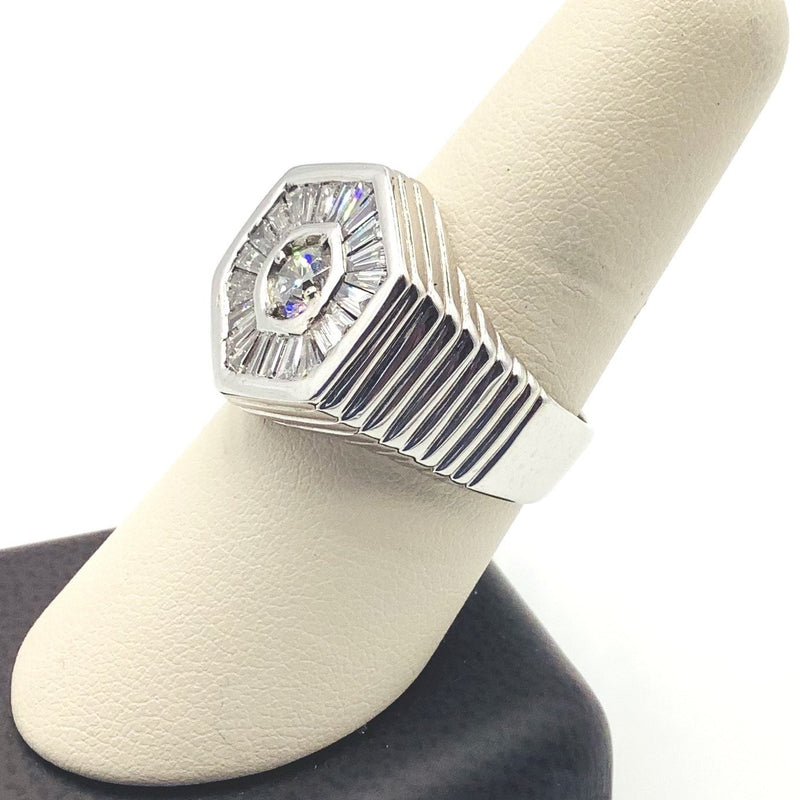 #AK50040 MEN'S ROUND AND BAGUETTE DIAMOND STARRY RING