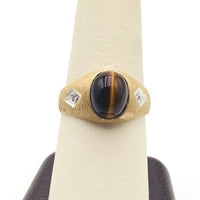 #AK68660 MEN'S TIGER'S EYE & DIAMOND RING