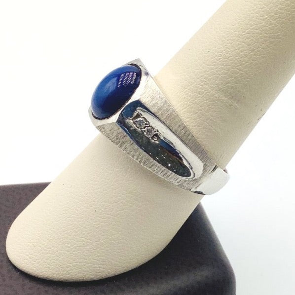 #AK68672 MEN'S STAR SAPPHIRE & DIAMOND RING