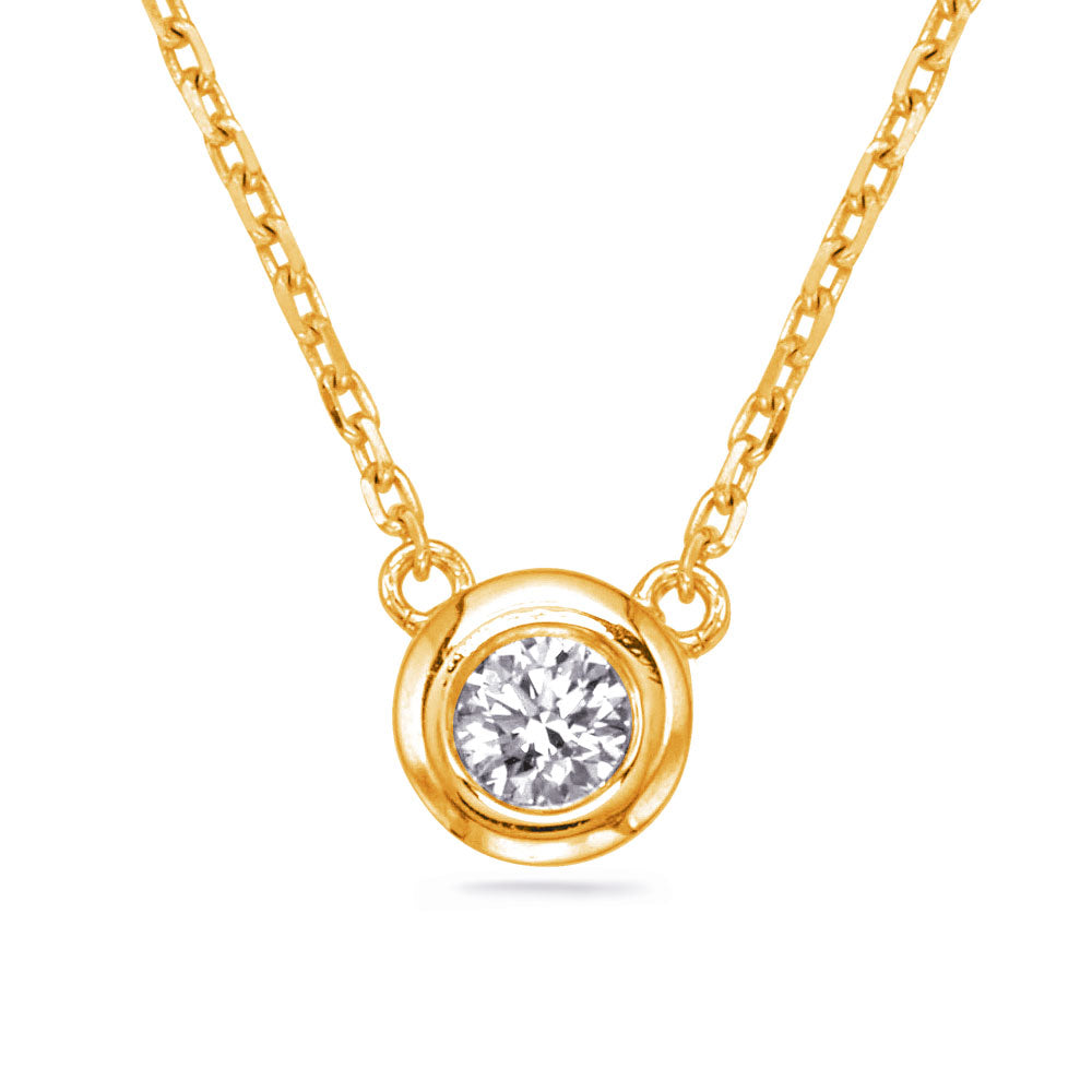 Yellow Gold Diamond Necklace Bezel Set - N1069YG