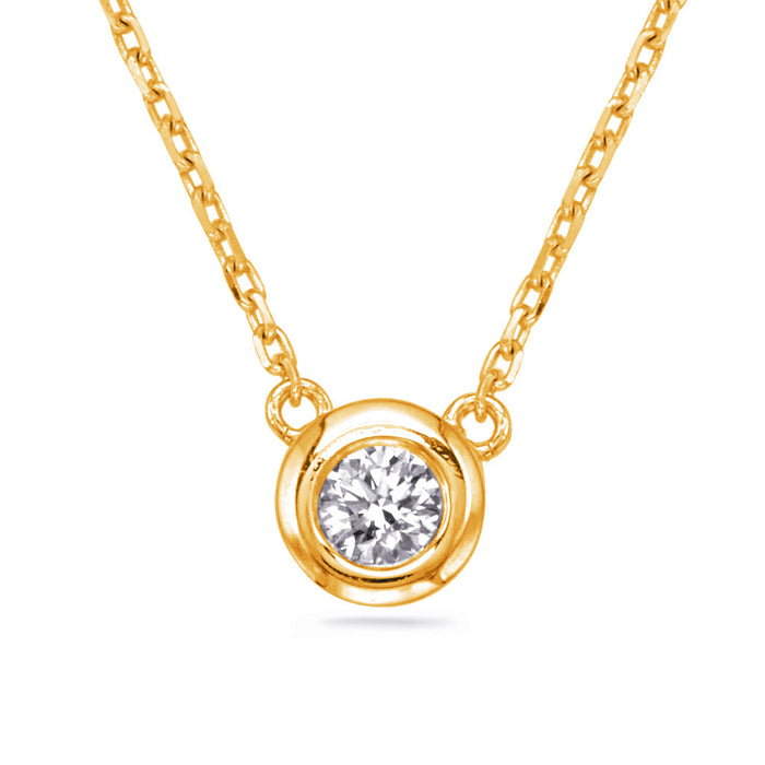 Yellow Gold Diamond Necklace Bezel Set - N1069YG