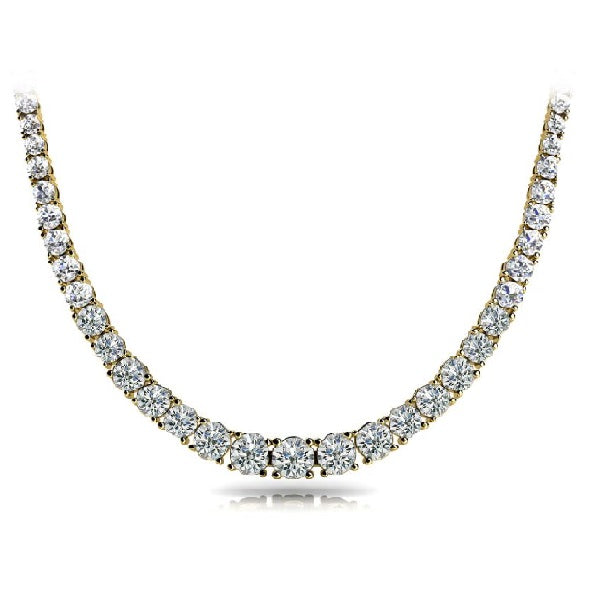 Yellow Gold Four Prong Diamond Necklace - N1083-7YG