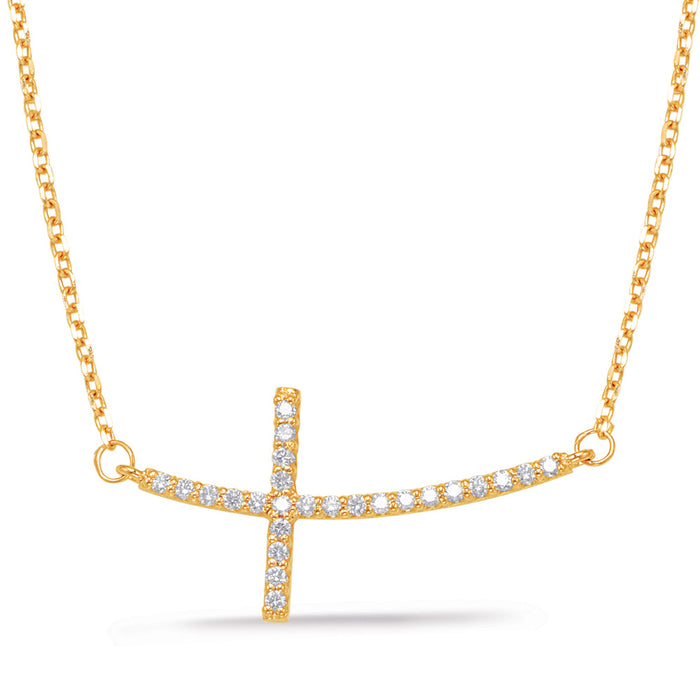 Yellow Gold Cross Necklace - N1193YG