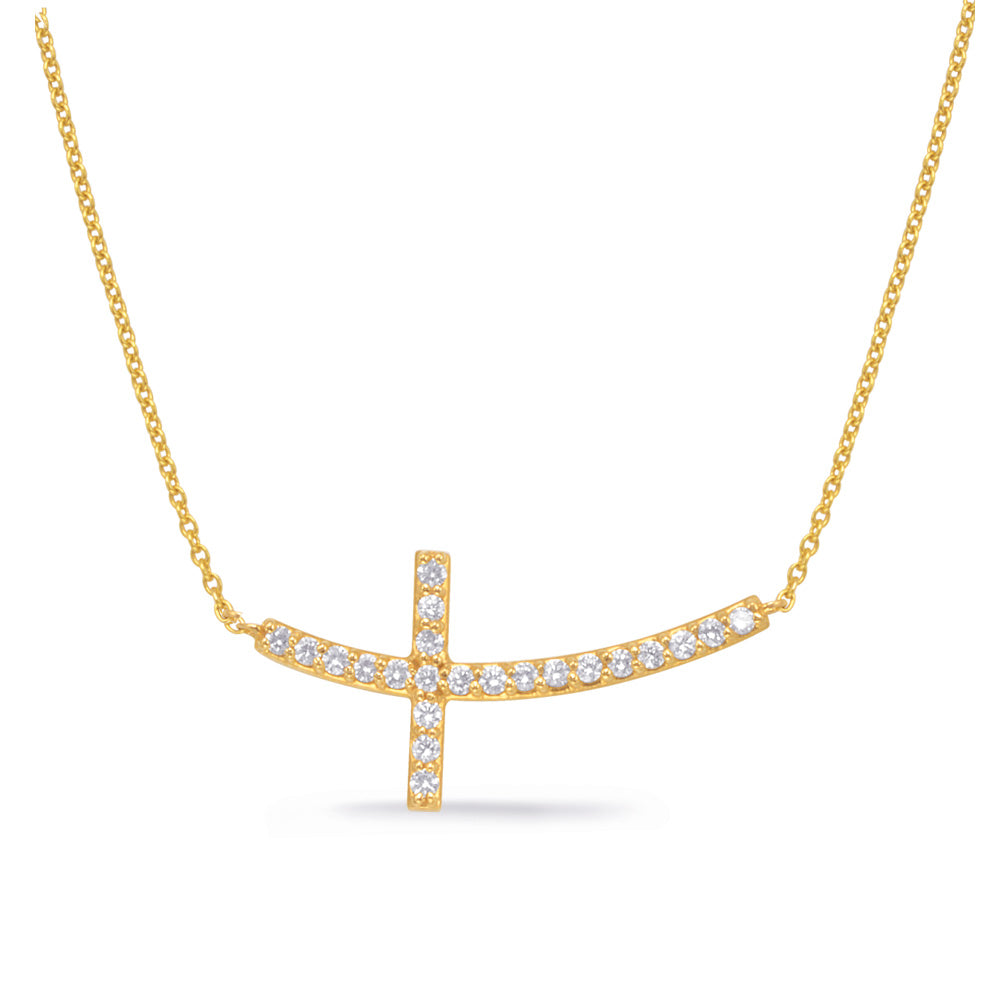 Yellow Gold Cross Necklace - N1195YG