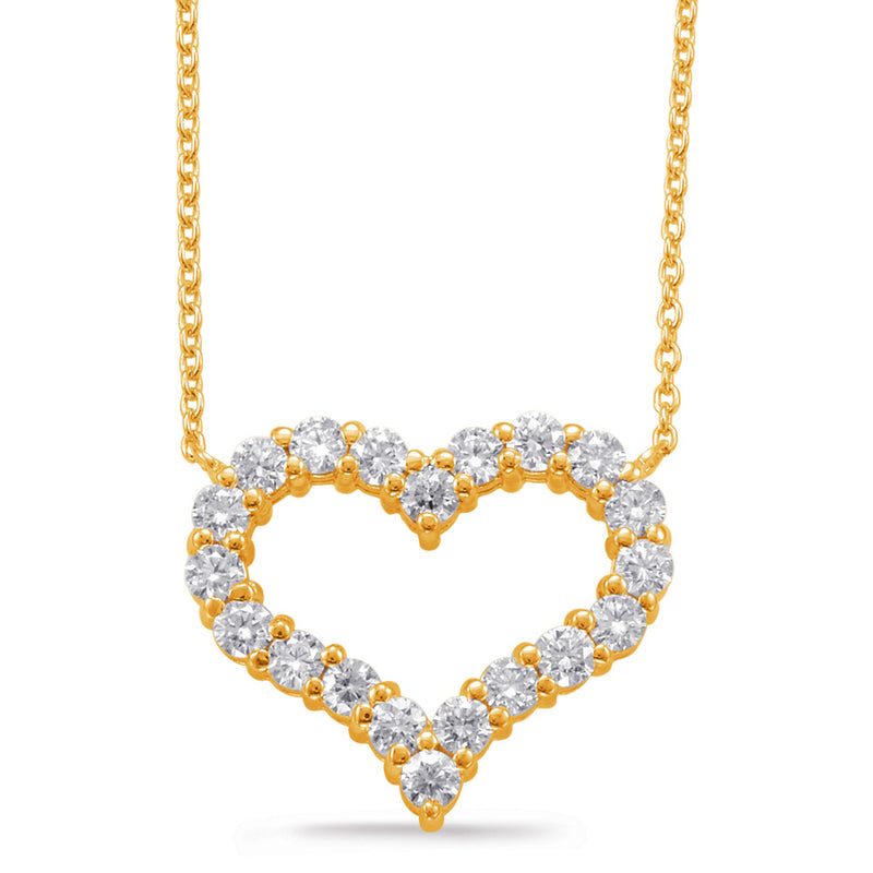 Yellow Gold Diamond Heart Necklace - N1198YG