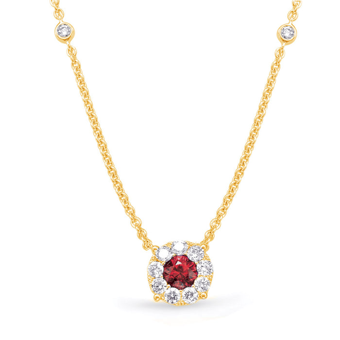 Yellow Gold Ruby & Diamond Necklace - N1209-RYG