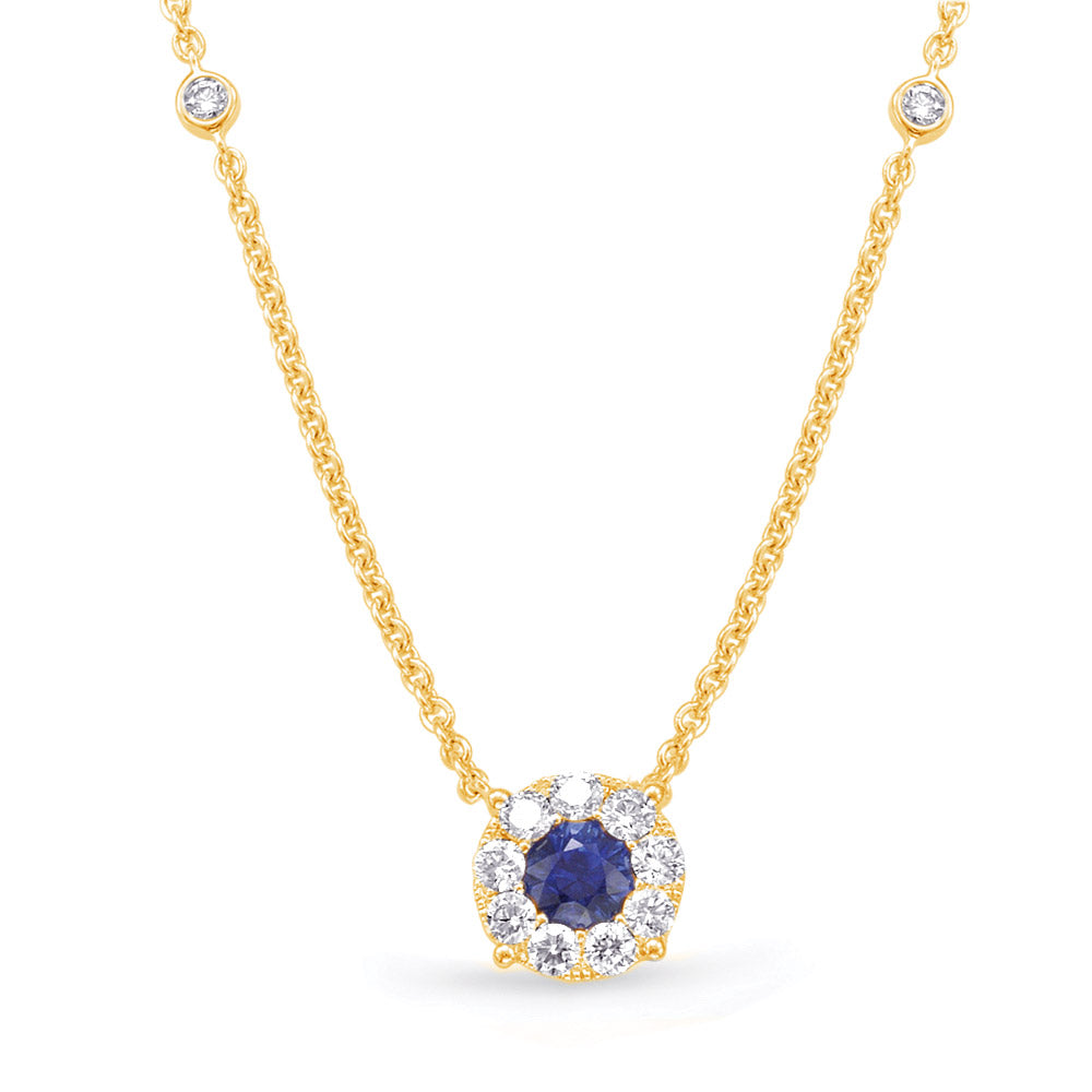 Yellow Gold Sapphire & Diamond Neck - N1209-SYG