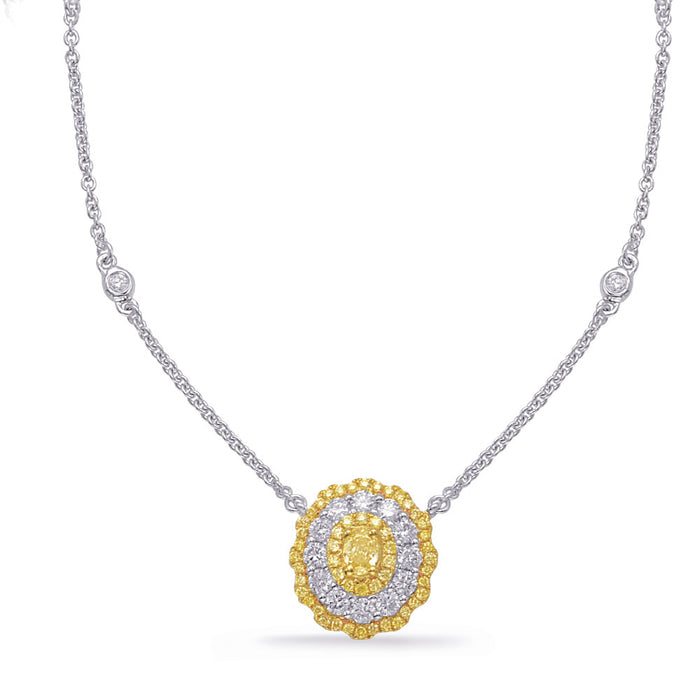 Yellow & White Gold Yellow Dia Necklace - N1219YDYW